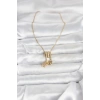 Mey İthalat® 316L Çelik Gold Zirkon Taşlı Deniz Tema Charmlı Kadın Kolye