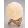 Mey İthalat® 3D Ay Gece Lambası Ahşap Standlı Dekoratif LED Masa Lambası