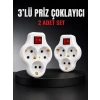 Mey İthalat® 3’lü Priz Çoklayıcı 2 Adet Set Anahtarlı Kablosuz Duvar Tipi Priz Çoğaltıcı