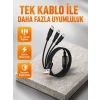 Mey İthalat® 3’ü 1 Arada Şarj Kablosu Type-C iOS Android Uyumlu Hızlı ve Güvenli Şarj