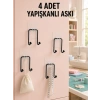 Mey İthalat® 4 Adet Çok Amaçlı Yapışkanlı Askılık Ev Düzenleyici Duvar Askı Seti