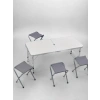 Mey İthalat® 4 Kişilik Katlanabilir Kamp Masası Seti 4 Tabureli 50-65 cm Ayarlanabilir Yükseklik