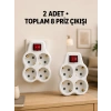 Mey İthalat® 4’lü Priz Çoğaltıcı 2 Adet Set Kablosuz Duvar Tipi Anahtarlı Priz Çoklayıcı
