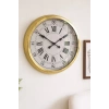 Mey İthalat® 60 cm Gold Metal Dekoratif Roma Rakamlı Duvar Saati