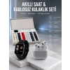 Mey İthalat® 7 Kordonlu Akıllı Saat Ve 3.Nesil Kulaklık Dokunmatik Ekran Sesli Görüşme Yapabilen
