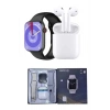 Mey İthalat® Akıllı Saat Gümüş Kasa Bluetooth Kulaklık Hediyeli Çok Fonksiyonlu İkili Set