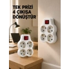 Mey İthalat® Anahtarlı 4’lü Priz Adaptörü Direkt Duvar Prizine Takılan Priz Çoklayıcı 2’li Set