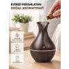 Mey İthalat® Aromaterapi Difüzör Ahşap Desenli ve Ultrasonik Nemlendirici LED Işıklı