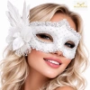 Mey İthalat® Beyaz Tüylü Venedik Lüks Balo Maskesi