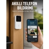 Mey İthalat® Beyaz Wi-Fi Akıllı Görüntülü Kapı Zili HD Kamera, Gece Görüşü ve Telefon Bildirimli Kablosuz Kapı Zili