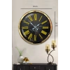 Mey İthalat® Black Marble Gold 52 Cm Metal Duvar Saati