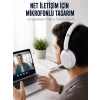 Mey İthalat® Bluetooth 5.0 Beyaz Kulak Üstü Kablosuz Kulaklık Mikrofonlu RGB Aydınlatmalı