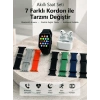 Mey İthalat® Bluetooth Görüşme Destekli Akıllı Saat Seti Kablosuz Kulaklık, 7 Kordon ve Çoklu Spor Modu