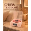 Mey İthalat® Bluetooth Hoparlörlü Gece Lambası Dijital Saatli Şeffaf Su Dalgası Işıklı Dekoratif