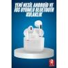 Mey İthalat® Bluetooth Kulaklık Beyaz Çağrı Cevaplama Dokunmatik Kontrol Kablosuz
