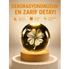 Mey İthalat® Dekoratif Yonca Görünümlü Işıklı Kristal Cam Küre USB Masa Gece Lambası