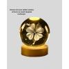 Mey İthalat® Dekoratif Yonca Görünümlü Işıklı Kristal Cam Küre USB Masa Gece Lambası