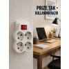 Mey İthalat® Duvar Priz Çoğaltıcı 4 Çıkışlı Açma Kapama Düğmeli Kablosuz Priz Adaptörü