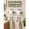 Mey İthalat® Duvara Yapışkanlı Rulo Kağıtlık ve Havlu Askılığı 2’şer Adet 4’lü Set