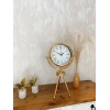 Mey İthalat® Gold Metal Mini Tripod Retro Masa Saati 45×26 cm