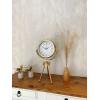 Mey İthalat® Gold Metal Mini Tripod Retro Masa Saati 45×26 cm