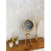 Mey İthalat® Gold Metal Mini Tripod Zarif Masa Saati 45×26 cm