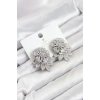 Mey İthalat® Gümüş Renk Zirkon Taşlı Çiçek Model Kadın Abiye Küpe