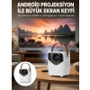 Mey İthalat® HD Ayaklı Portatif Projeksiyon Cihazı Bluetooth Wifi Akıllı Android İşlemcili Yeni Nesil