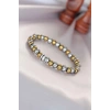 Mey İthalat® Hematit Silver Gold Renk Doğal Taş Erkek Bileklik