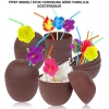 Mey İthalat® Hindistan Cevizi Hawaii Luau Aloha Pipetli İçecek Kabı Bardak 10x13 cm 1 Adet