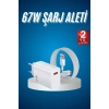 Mey İthalat® Hızlı Şarj Aleti Adaptörü Kablo Seti 67W Uzun Ömürlü Beyaz