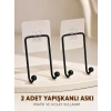 Mey İthalat® İkili Duvar Tipi Yapışkanlı Askılık Pratik Ev Düzenleme Askısı