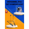 Mey İthalat® Kablolu Bluetooth Kulaklık ve Kadınlara Özel Bileklik Hediyeli Yeni Nesil Akıllı Saat 3 Kordonlu