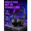 Mey İthalat® Kablosuz Kulak Üstü Bluetooth Kulaklık Güçlü Bas ve Katlanabilir Tasarım