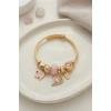 Mey İthalat® Kalp ve Fil Model Pembe Charmlı Bileklik