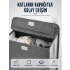 Mey İthalat® Kapaklı Duvar Tipi Kirli Çamaşır Sepeti Yer Tasarrufu Sağlayan