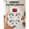 Mey İthalat® Kompakt 4’lü Priz Çoklayıcı Kablosuz Anahtarlı Ev Ofis Priz Çoğaltma Adaptörü
