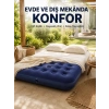 Mey İthalat® Konforlu Çift Kişilik Şişme Yatak Flokeli Yüzey Dayanıklı Gövde