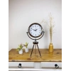 Mey İthalat® Krom Metal Mini Tripod Çini Desen Masa Saati 45×26 cm