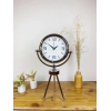 Mey İthalat® Krom Metal Mini Tripod Modern Masa Saati 45×26 cm