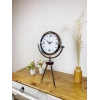 Mey İthalat® Krom Metal Mini Tripod Modern Masa Saati 45×26 cm