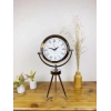 Mey İthalat® Krom Metal Mini Tripod Retro Masa Saati 45×26 cm