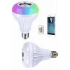 Mey İthalat® Kumandalı RGB Led Işık Bluetooth Hoparlör Ses Lambası Renkli Ampul