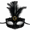 Mey İthalat® Lüks Siyah Tüylü Taşlı Balo Maskesi