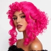 Mey İthalat® Neon Pembe Bukleli Kıvırcık Cosplay Peruğu - İçi Astarlı