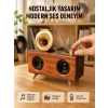 Mey İthalat® Nostaljik Gramofon Bluetooth Hoparlör – FM Radyo + USB + SD Kart Destekli