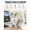 Mey İthalat® P9 Plus Kablosuz Kulak Üstü Bluetooth Kulaklık Beyaz Yüksek Ses Kaliteli