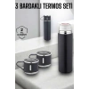 Mey İthalat® Paslanmaz Çelik 3’lü Termos Seti Vakumlu ve 8 Saat Isı Koruma