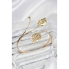 Mey İthalat® Pazu Bileklik Gold Renk Pirinç Yaprak Model