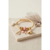 Mey İthalat® Pembe Deniz Kabuğu Model Gold Renk Charmlı Bileklik
